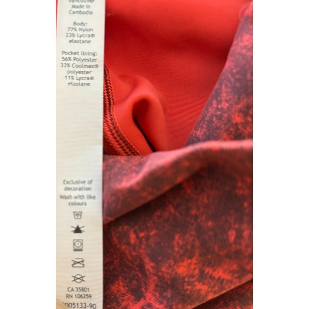 Lululemon Leggings Autumn Red Black 6 Wunder Train High Rise Gym Workout Marbled - Picture 9 of 16